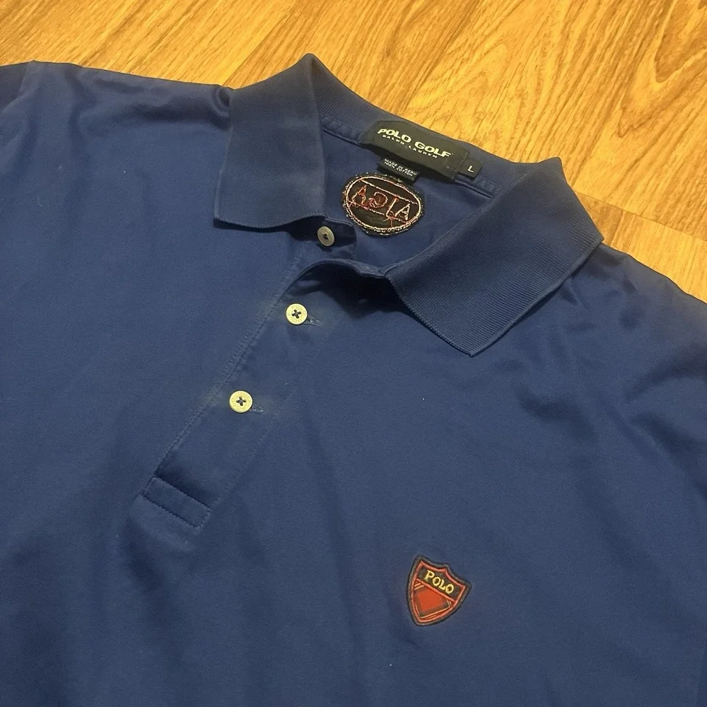 Polo Ralph Lauren Polo Golf Shirt Men Large Blue‎ Preppy Short Sleeve